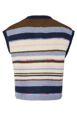 Sale Pieces Pcrye Sl Polo Knit Vest 4955526 Downtown Brown Multi Color