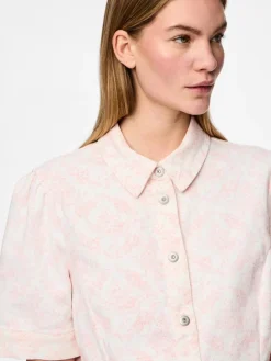 Outlet Pieces Pcsalume Ss A-Shape Denim Dress 4701725 Egret Flower