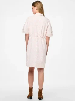 Outlet Pieces Pcsalume Ss A-Shape Denim Dress 4701725 Egret Flower
