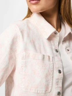 Outlet Pieces Pcsalume Ss Denim Shirt 4701726 Egret Flower