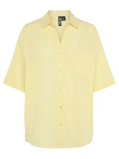 Outlet Pieces Pcsatinka 2/4 Shirt 4699093 Pale Banana