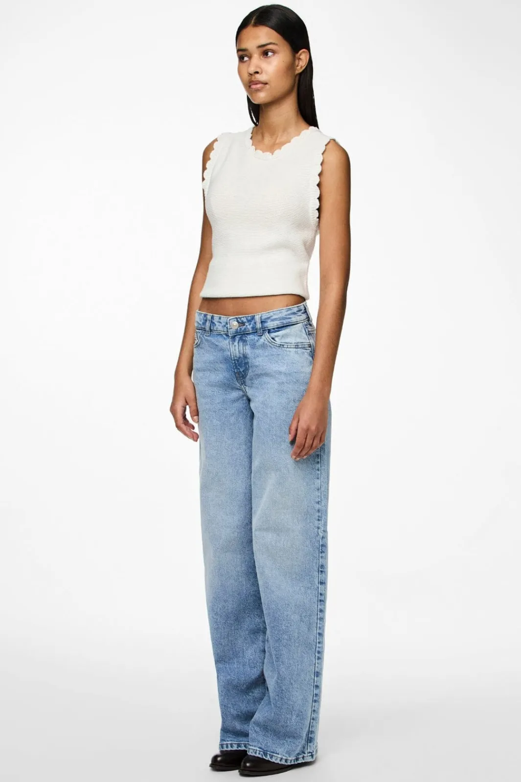 Outlet Pieces Pcselma Lw Wide Jeans Lb 4622362 Light Blue Denim
