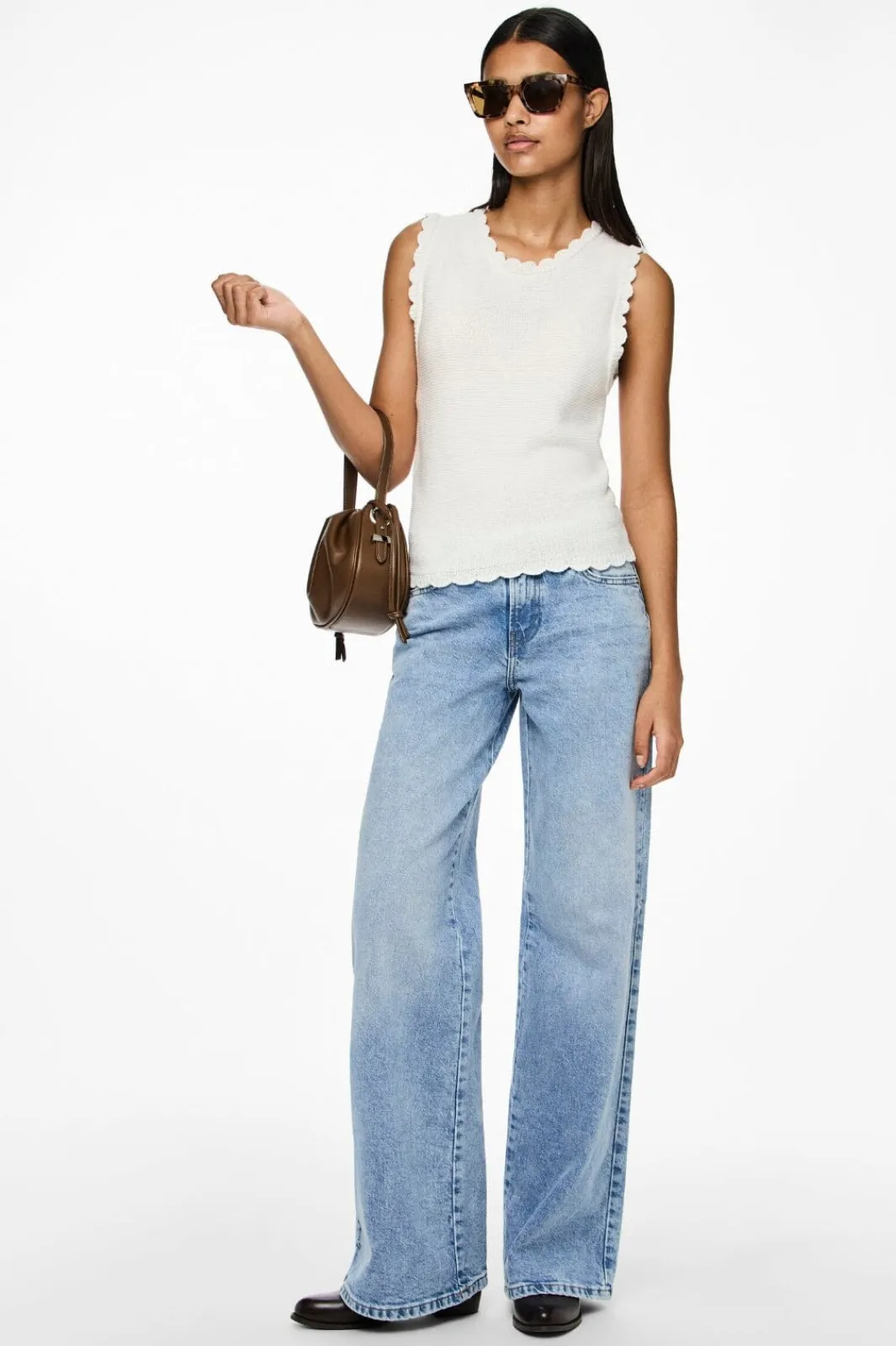 Outlet Pieces Pcselma Lw Wide Jeans Lb 4622362 Light Blue Denim