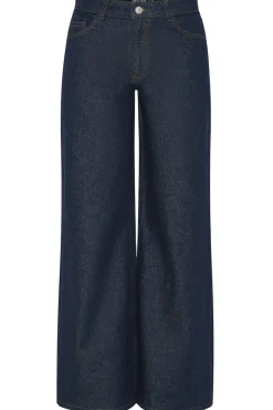 Sale Pieces Pcselma Lw Wide Jeans Rinse 4622375 Dark Blue Denim Rinse