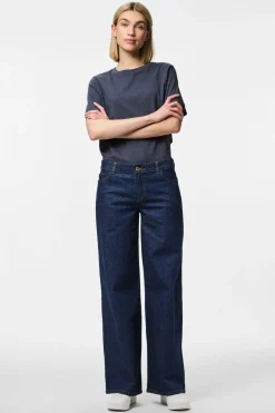 Sale Pieces Pcselma Lw Wide Jeans Rinse 4622375 Dark Blue Denim Rinse
