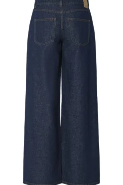 Sale Pieces Pcselma Lw Wide Jeans Rinse 4622375 Dark Blue Denim Rinse