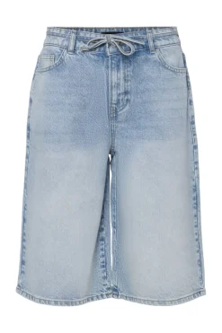 Sale Pieces Pcselma Wide Denim Shorts 4768145 Light Blue Denim