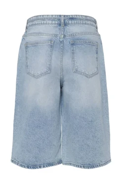 Sale Pieces Pcselma Wide Denim Shorts 4768145 Light Blue Denim
