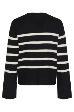 New Pieces Pcsia Ls Knit Cardigan 4542826 Black White