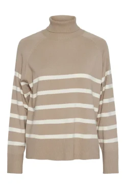 New Pieces Pcsia Ls Rollneck Knit 4542867 Silver Mink White