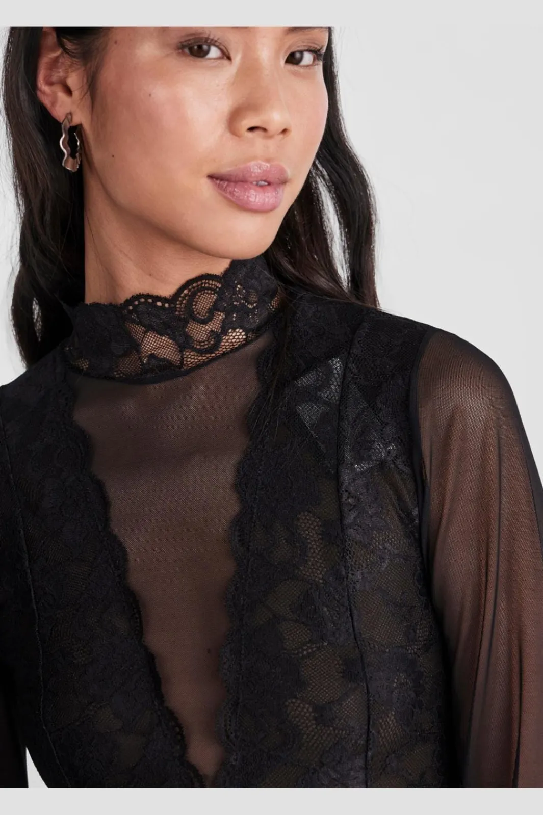 New Pieces Pcsicca Ls High Neck Bodystocking 4338419 Black