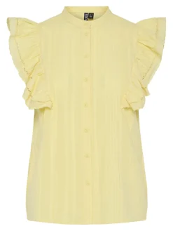 Online Pieces Pcsikka Sl Shirt Mpa 4699237 Pale Banana