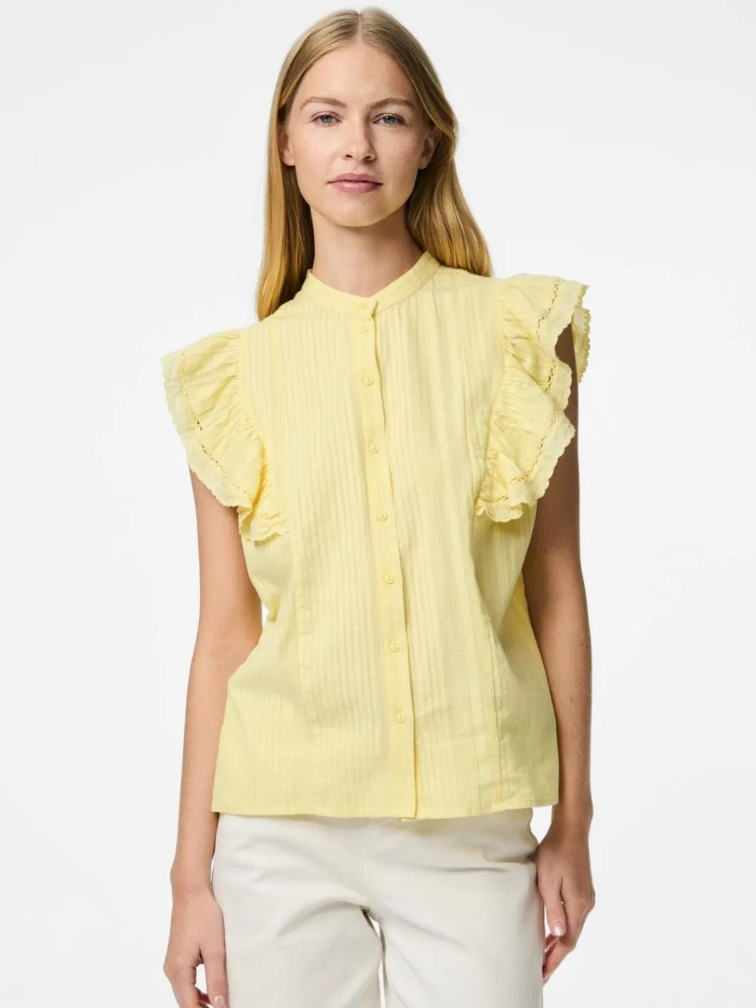 Online Pieces Pcsikka Sl Shirt Mpa 4699237 Pale Banana
