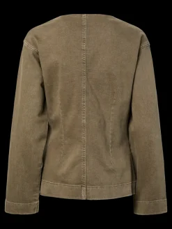 Pieces Pcsilke Ls Col Denim Shirt 5003563 Military Olive