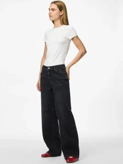 Pieces Pcsilke Wide Jeans Bl 4864053 Black Denim