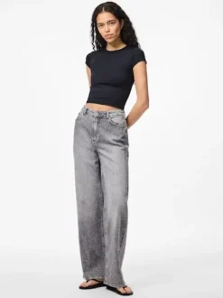 Pieces Pcsilke Wide Jeans Mg 4826814 Medium Grey Denim