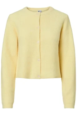 Hot Pieces Pcsilly Ls O-Neck Knit Cardigan 4963881 Pale Banana Melange