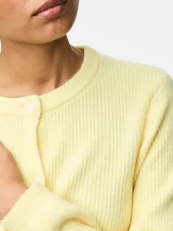 Hot Pieces Pcsilly Ls O-Neck Knit Cardigan 4963881 Pale Banana Melange