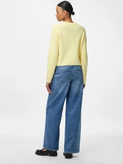 Hot Pieces Pcsilly Ls O-Neck Knit Cardigan 4963881 Pale Banana Melange