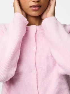Discount Pieces Pcsilly Ls O-Neck Knit Cardigan 4963880 Roseate Spoonbill Melange