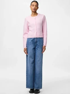 Discount Pieces Pcsilly Ls O-Neck Knit Cardigan 4963880 Roseate Spoonbill Melange