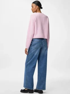 Discount Pieces Pcsilly Ls O-Neck Knit Cardigan 4963880 Roseate Spoonbill Melange