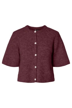 Outlet Pieces Pcsilly Ss O-Neck Knit Cardigan 4961212 Tawny Port Melange