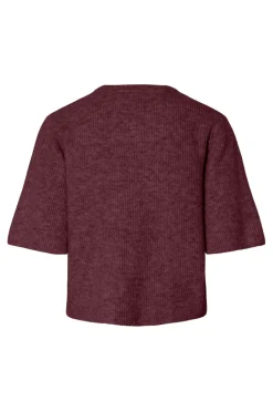 Outlet Pieces Pcsilly Ss O-Neck Knit Cardigan 4961212 Tawny Port Melange