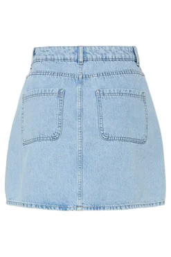 Discount Pieces Pcsky Mini Denim Skirt 4687630 Light Blue Denim
