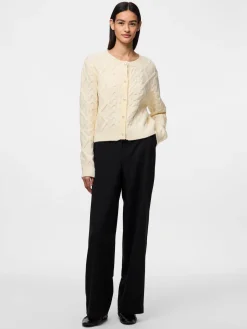 Best Pieces Pcsofia Ls O-Neck Knit Cardigan 4837116 Cloud Dancer