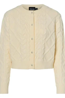 Best Pieces Pcsofia Ls O-Neck Knit Cardigan 4837116 Cloud Dancer