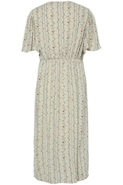 Best Pieces Pctaitlyn Ss V-Neck Midi Dress 4822602 Birch Striped Flower