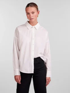 New Pieces Pctanne Ls Loose Shirt 4121209 Cloud Dancer