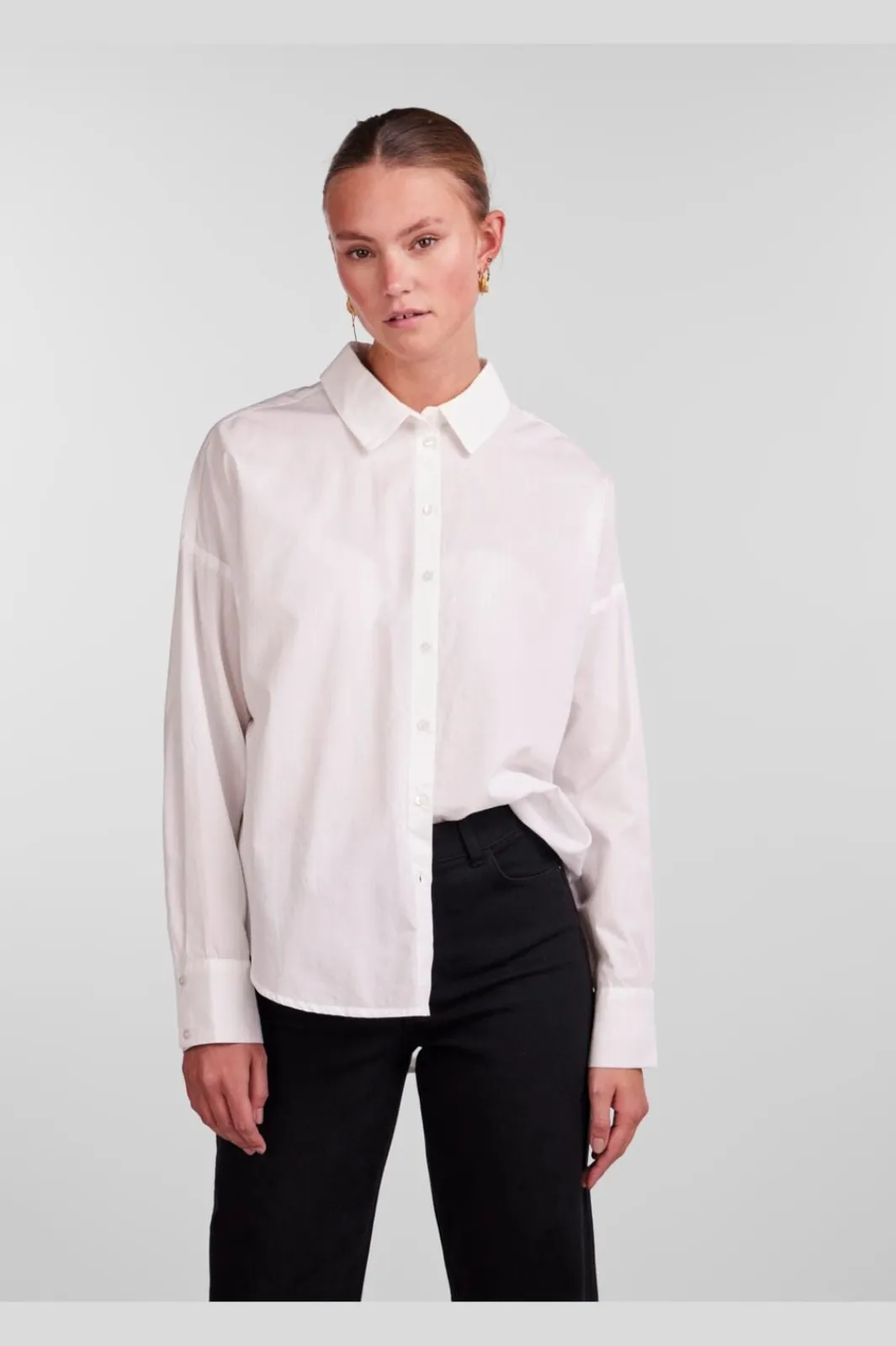 New Pieces Pctanne Ls Loose Shirt 4121209 Cloud Dancer