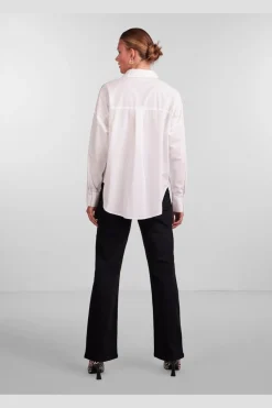 New Pieces Pctanne Ls Loose Shirt 4121209 Cloud Dancer