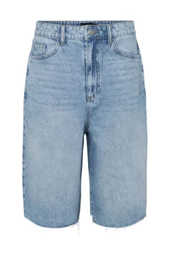 New Pieces Pctasha Baggy Denim Shorts 4732168 Light Blue Denim