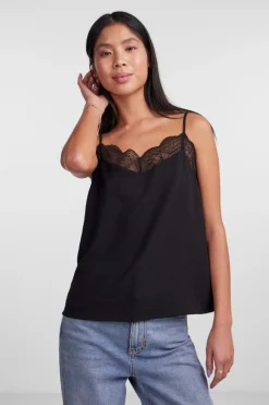 Pieces Pctiffany Strap Lace Top Bc Black