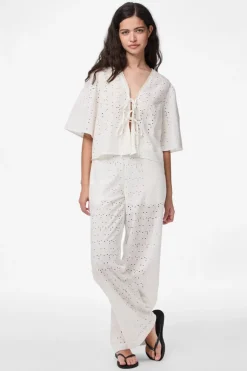 Clearance Pieces Pctyla 2/4 V-Neck Tie Top Pp 4935352 Cloud Cream