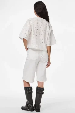 Clearance Pieces Pctyla 2/4 V-Neck Tie Top Pp 4935352 Cloud Cream