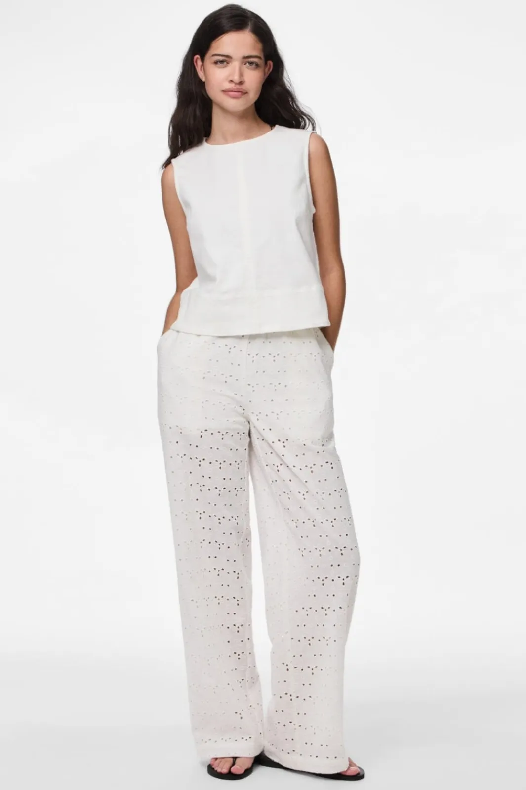 Online Pieces Pctyla Wide Pants Pp 4935355 Cloud Cream