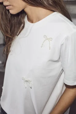 Sale Haute L'Amitié Pearl Bow Tee HL10027 Off-White