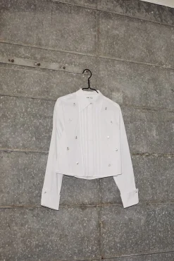 Discount Haute L'Amitié Pearl Crop Shirt HL10334 White