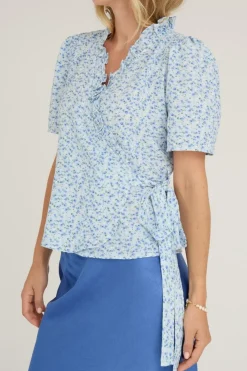 Discount A-View Peony Wrap Blouse 091 Blue/White