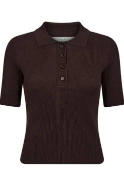 Clearance Haute L'Amitié Piccolo Ss Polo Rib Knit HL10010 Mocca