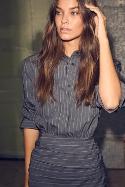 Sale Haute L'Amitié Pin Set Shirt Dress HL10374 Dark Grey