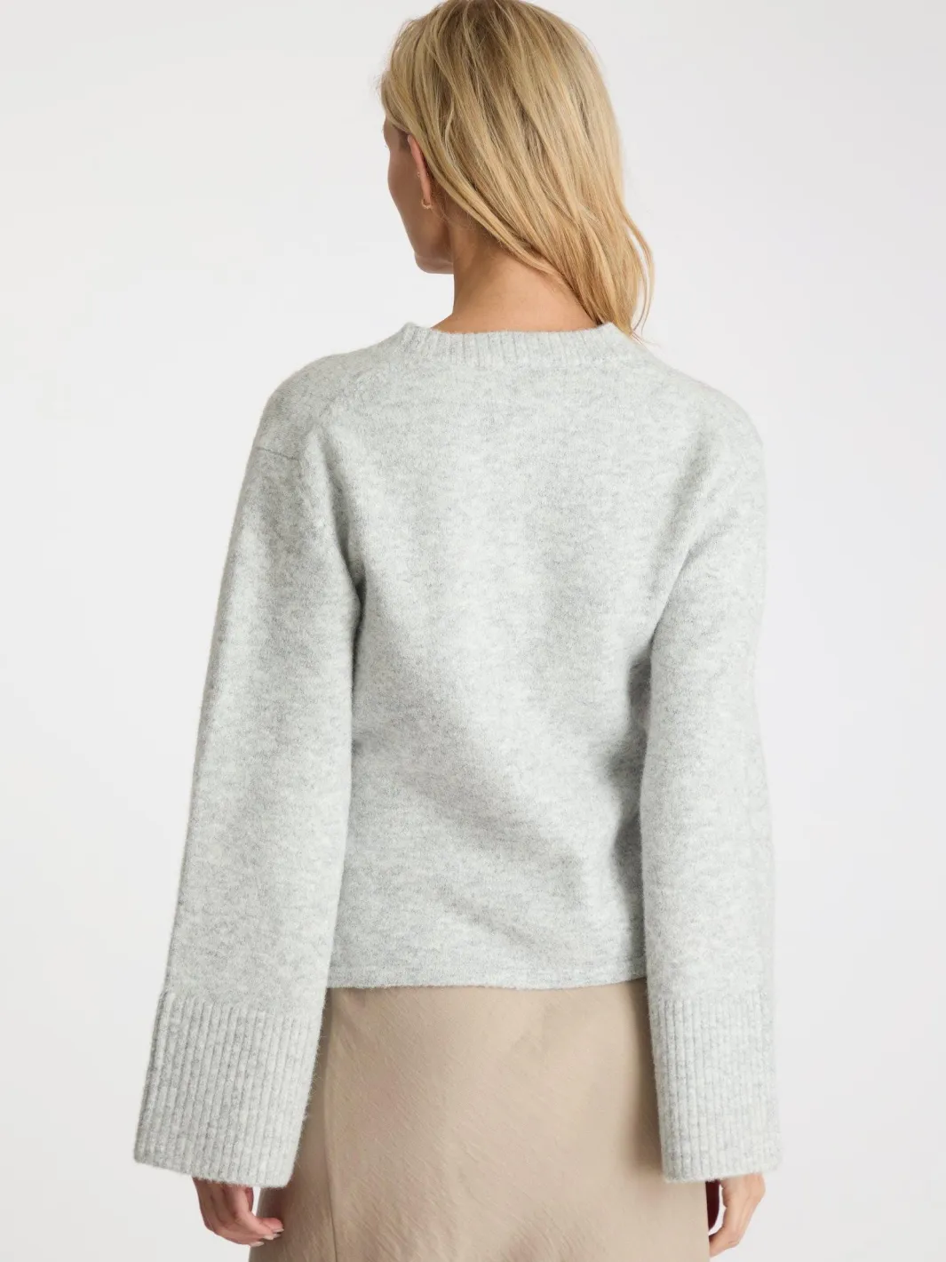 New Neo Noir Pixie Knit Cardigan Light Grey Melange