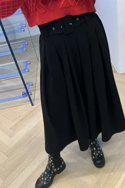 Sale Valentin Studio Pleated Skirt Black
