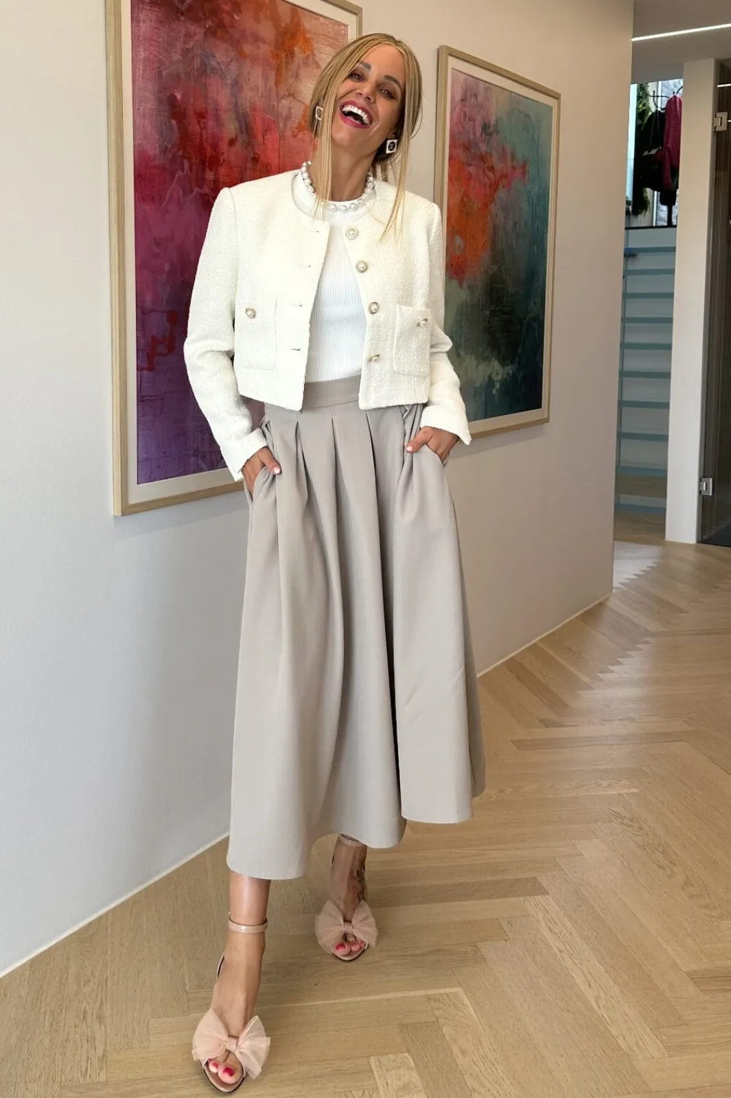 Valentin Studio Pleated Skirt Sand