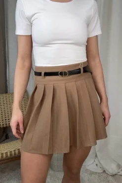New A-bee Pleated Skirt CAMILLE Camel
