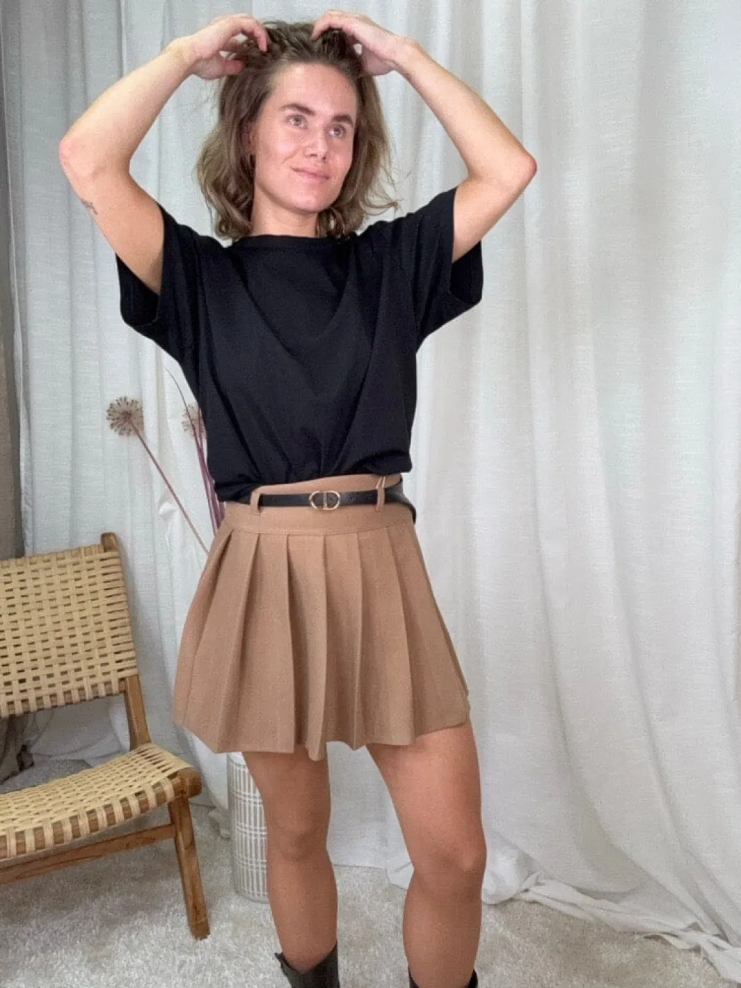 New A-bee Pleated Skirt CAMILLE Camel